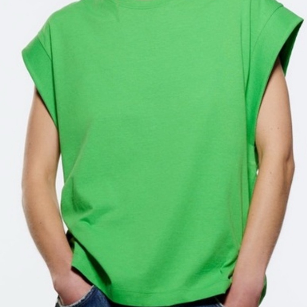 Babaton Vibrant Green Regular  Fit Dropped Sleeve T-shirt Size Large